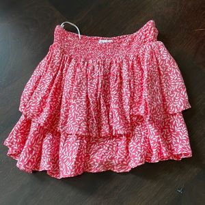 Pink printed ruffle tier skirt/skort